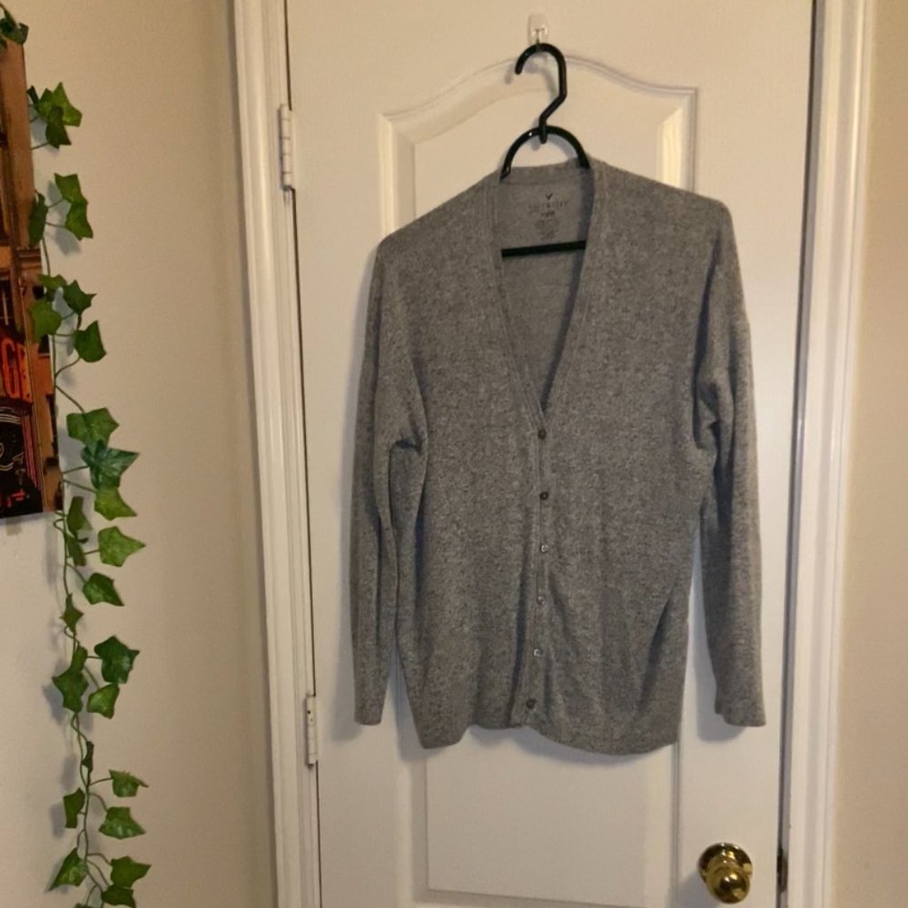 Gray American Eagle Cardigan, Size M
